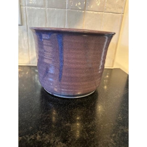 ST. Myers Pottery Planter Utensil Holder Purple Glaze Artisan USA Handmade - Picture 2 of 7
